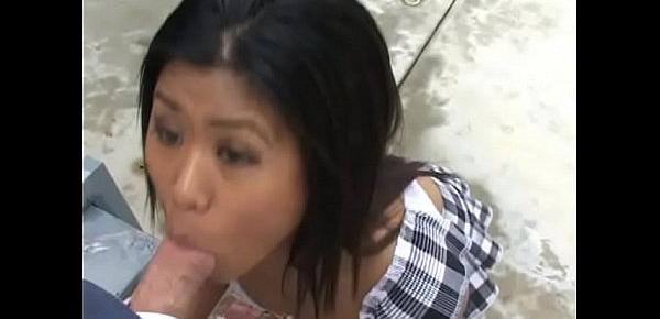  Amazing Asian whore gives head and gets a facial